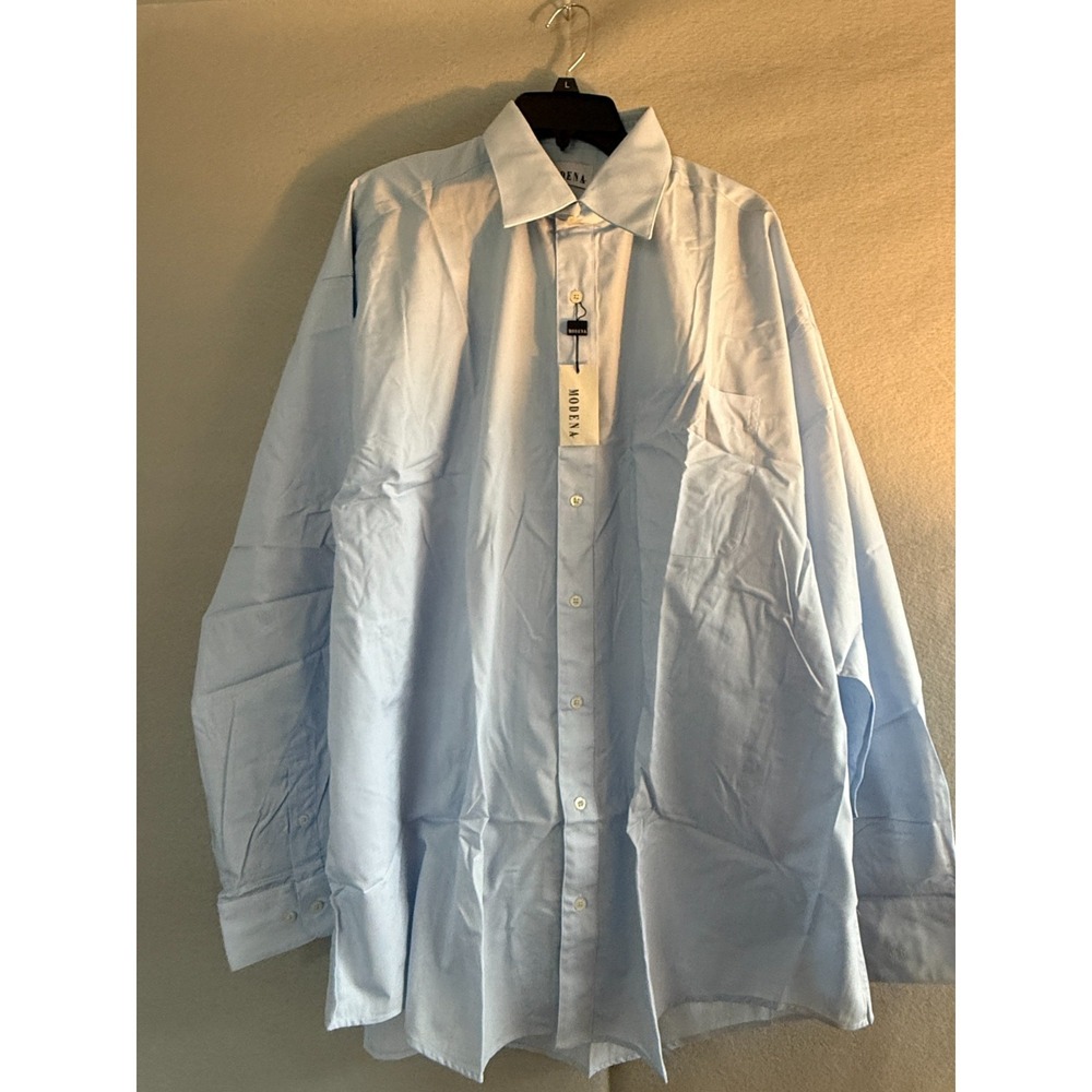 Modena Dress‎ Shirt Men's Tall 18.5 36/37 Blue Button Down Classic Formal NWT